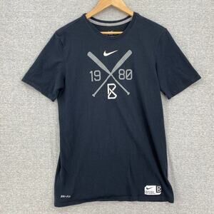 The Nike Tee Shirt Mens Medium Black 1980 Baseball Graphic Dri Fit Short Sleeve